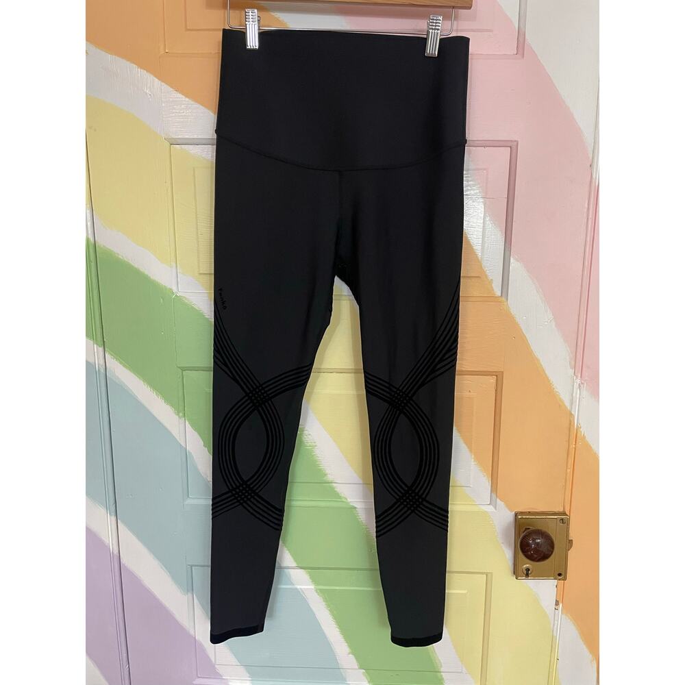 FANKA Body Sculpt Leggings Black Flocked Compression High Rise Womens M - Picture 3 of 12